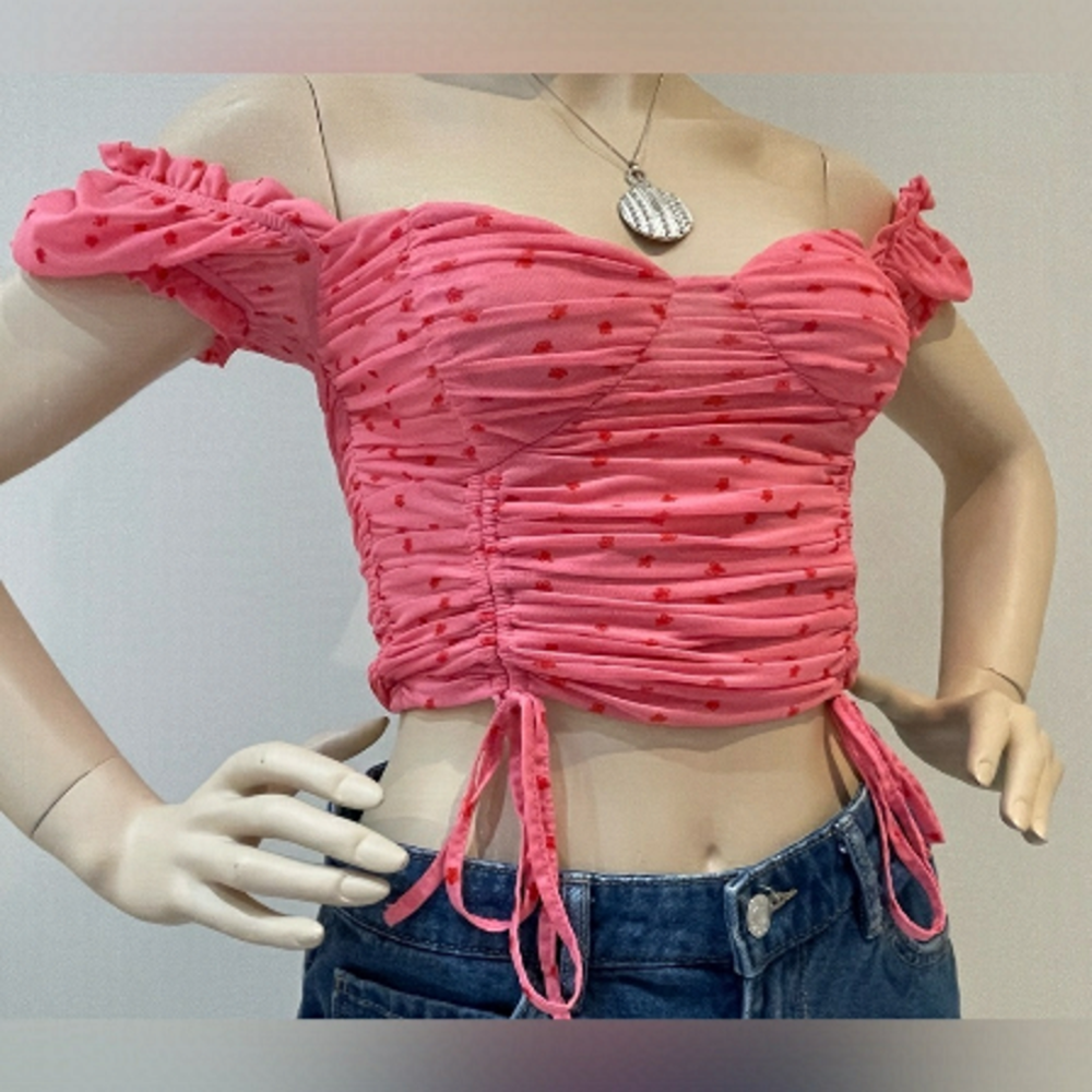 TIGER MIST Crop Top Size Ruched Pink Xs Like new